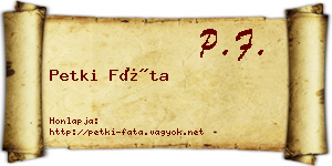 Petki Fáta névjegykártya